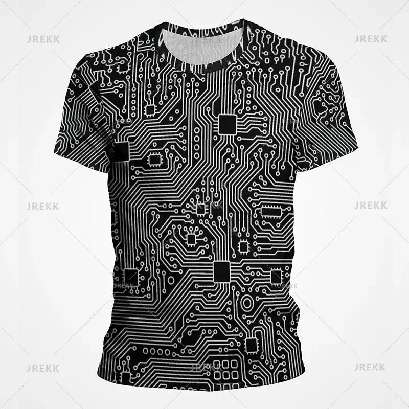 3D Motherboard CPU Prozessor Leiterplatten-Druck T-Shirts Mode Streetwear Grafik T-Shirts Herren Damen Sommer Neues T-Shirt