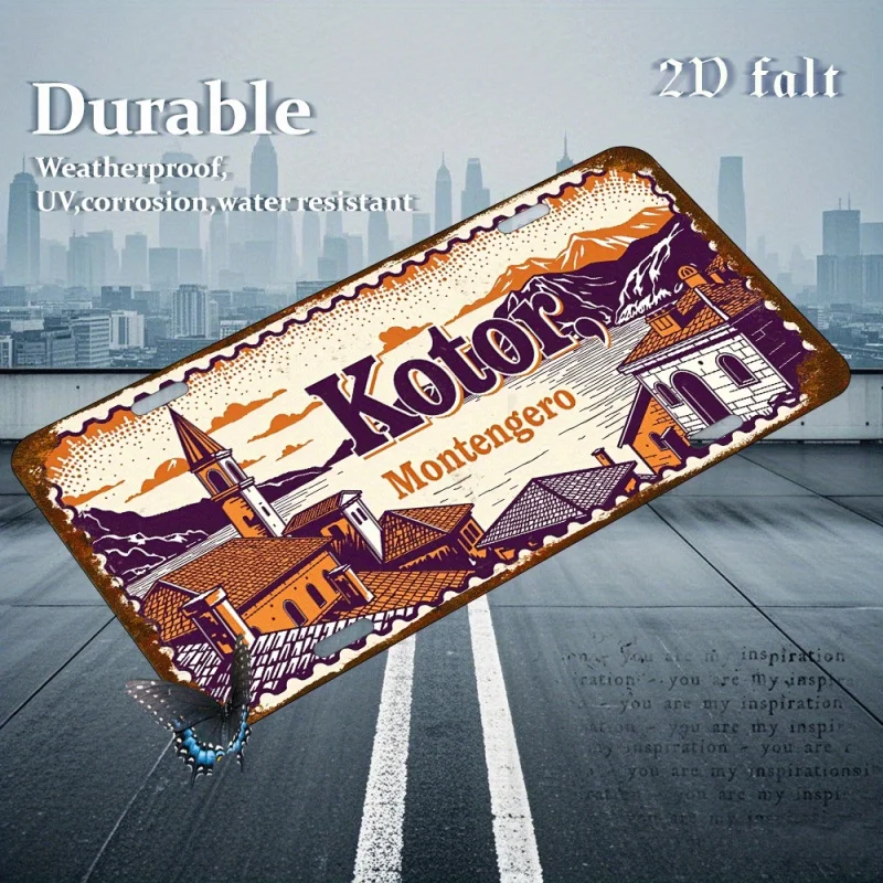 لافتة فنية جدارية معدنية مسطحة من الألومنيوم بتصميم كلاسيكي ثنائي الأبعاد - طباعة عالية الدقة لمنظر طبيعي كوتور مونتيني، ديكور متين على الطراز الصناعي للمكتب المنزلي #3