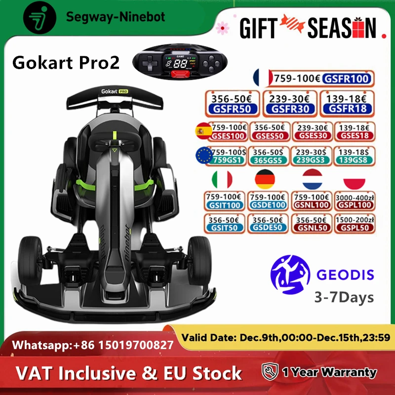 EU Stock Ninebot By Segway Gokart Pro 2 Upgraded Version 63V 432Wh Battery 43KM/H Speed Go Kart Electric Self Balance Scooter