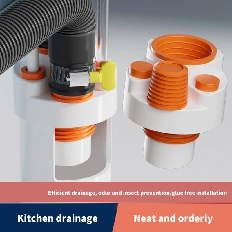 

652F Washing Machine Floor Drain Adapter Sewer Elbow Pipe Tees Joint Tube Connector ﻿Sewer Basins Sink Elbow Pipe Connector