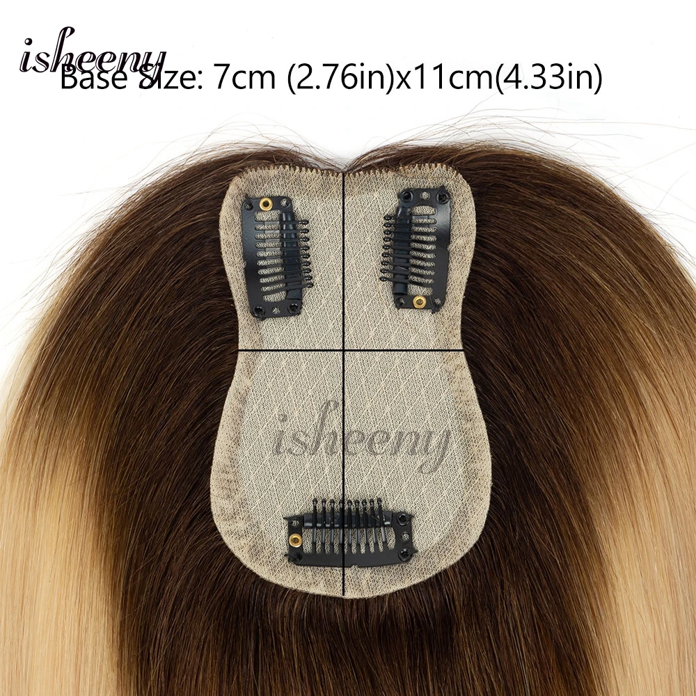 Isheeny 7x11 سنتيمتر شعر بشري حقيقي توبر هيربيسي في أومبير اللون الطبيعي مركز جزء علوي قطعة شعر لا الانفجارات الشعر