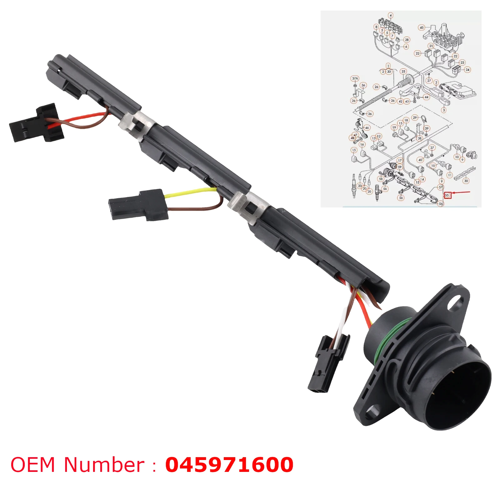 OE Replacement 045971600 Injector Wiring Harness Nozzle Adapter Cable Loom Black Fit For Audi A2 Seat Skoda VW 1.4 TDI