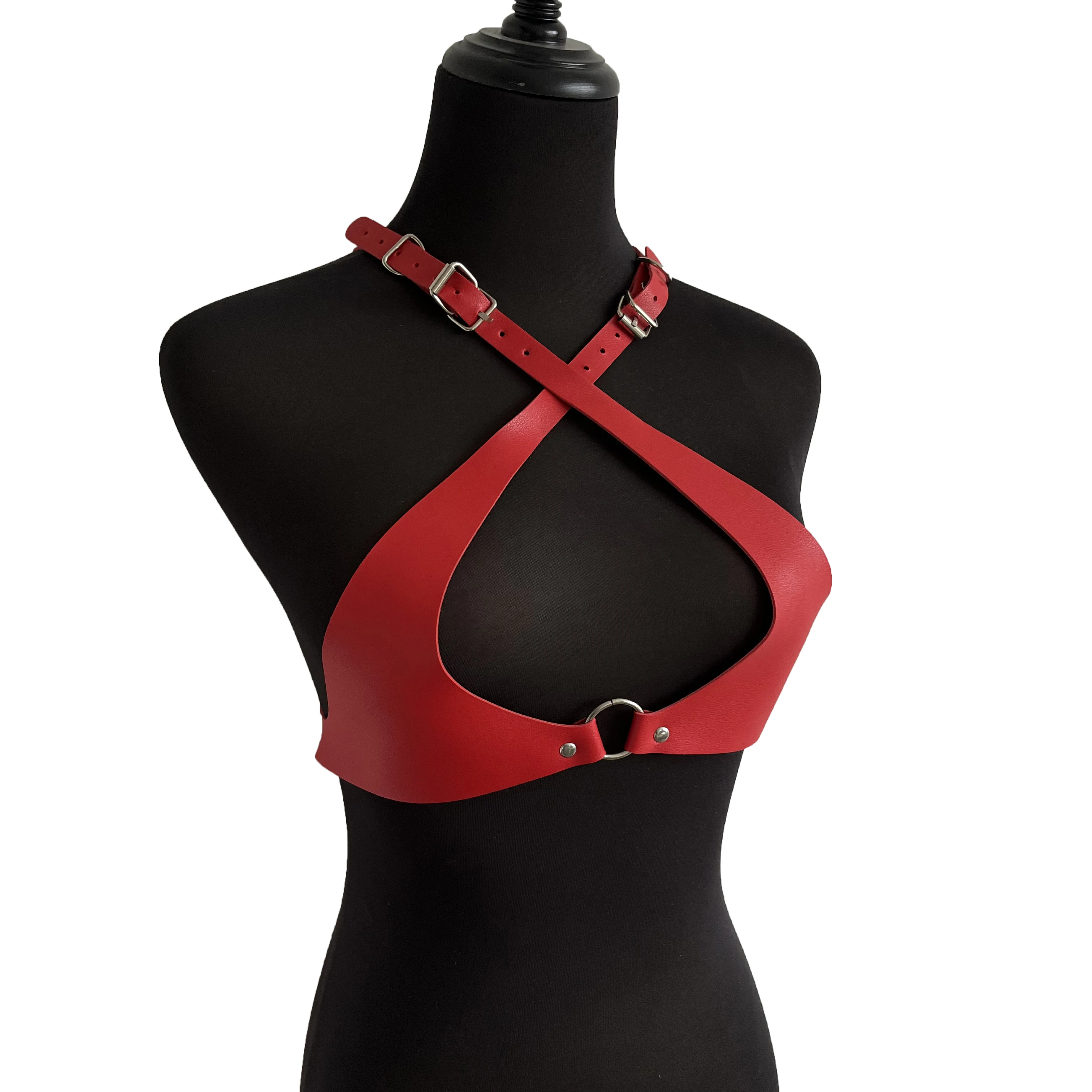 Red Faux Leather Harness Strap Belts Women Lingerie Sexy Body Bondage Cage Sculpting Harness Garters Goth Harajuku Suspenders