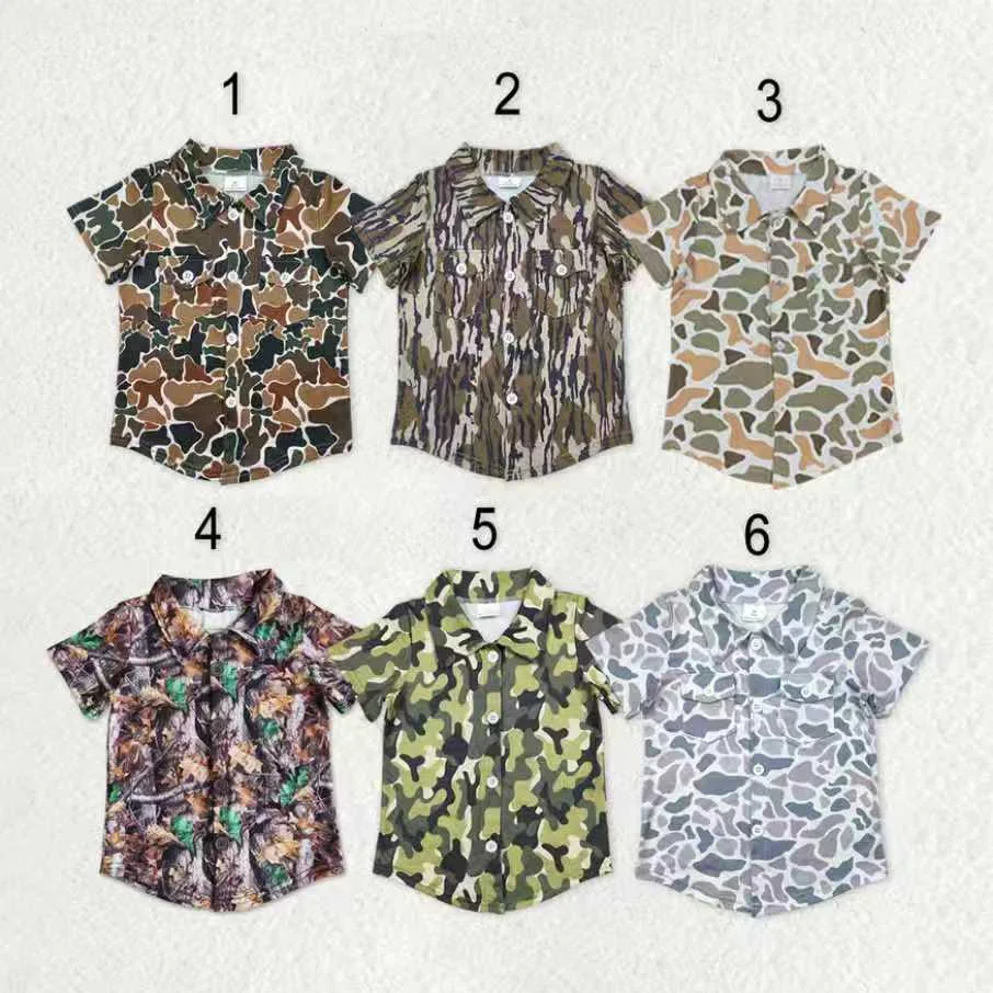 

z1117-12 BT1200 Wholesale Summer kids clothes boys Matching camouflage shorts sleeve top Boutique Children clothing