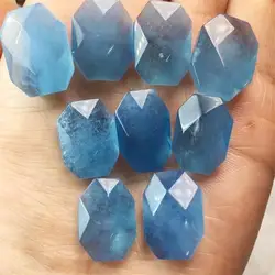 5PCS Natural Aquamarine Faceted Pendant Jewelry Making For DIY Bracelet Earring Reiki Healing Stone Crystal Gift 16-20MM
