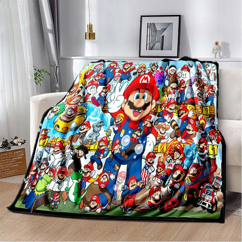 HD Cartoon Nostalgia Game S-Super Mario B-Bros Adult and Children Warm Sofa Bed Velvet Carpet Hotel Office Portable Picnic Gift