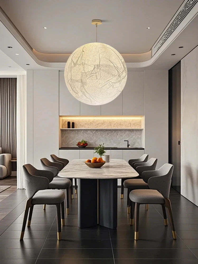 Decoration Foyer Cafe Business Place Light Fixture Sphere，Nordic Creative Spherical Paper Pendant Lights Big