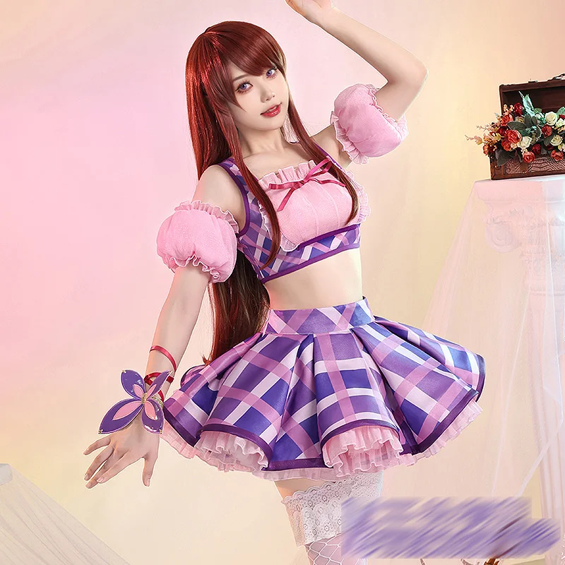 Pre-sale Anime Idol Activity cos Shibuki Ran sweet lovely idol stage female Purple plaid skirt K