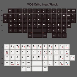 1 Set Planck BOW WOB Ortho Linear Keycap Dye Subbed PBT Keycaps Cherry Profile Space is 0 GMK WOB Red Cyrillic Russian Key Caps