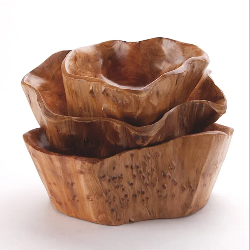 Handmade Natural Wood Fruit Tray Wooden irregular Bowl Snack Sushi Bread Dessert Candy Plate Salad Trays Home Decoration