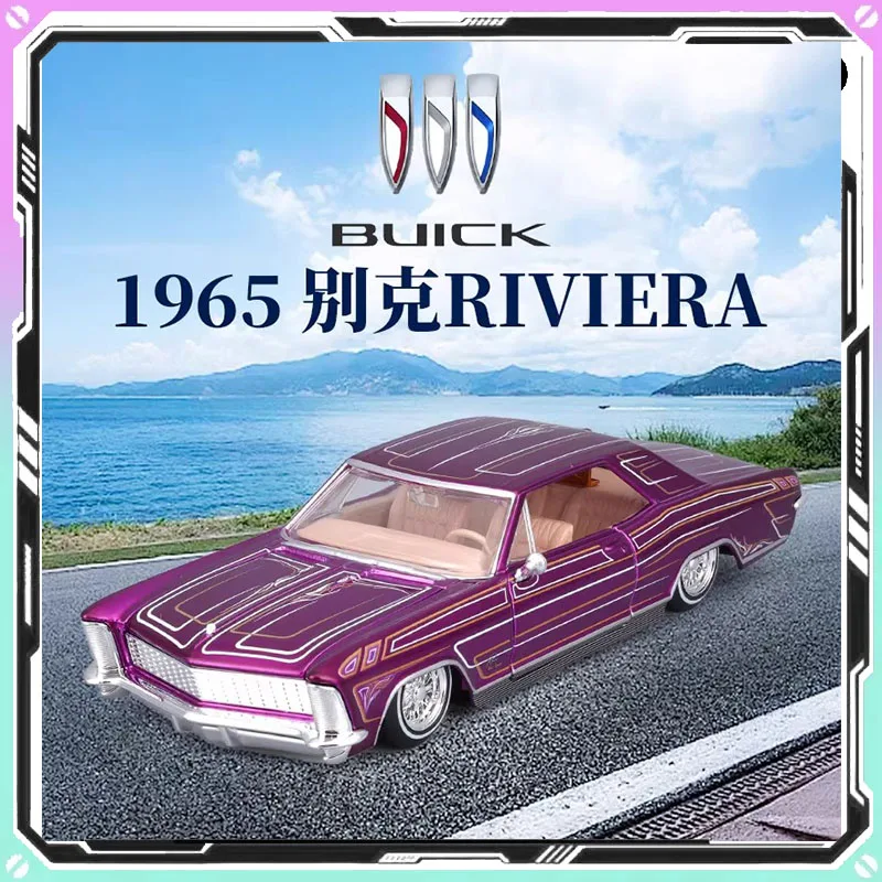 

1/26 натуральная Maisto 1965 Buick Rivier флуоресцентная фиолетовая модель автомобиля из сплава Коллекционное украшение для комнаты на заказ подарок на день рождения игрушки