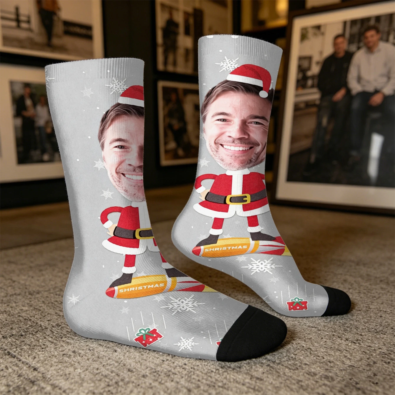 Custom Face Socks Funny Gift for Him Her Friends Custom Picture Socks Unique Gift Idea for Birthday or Christmas view 4