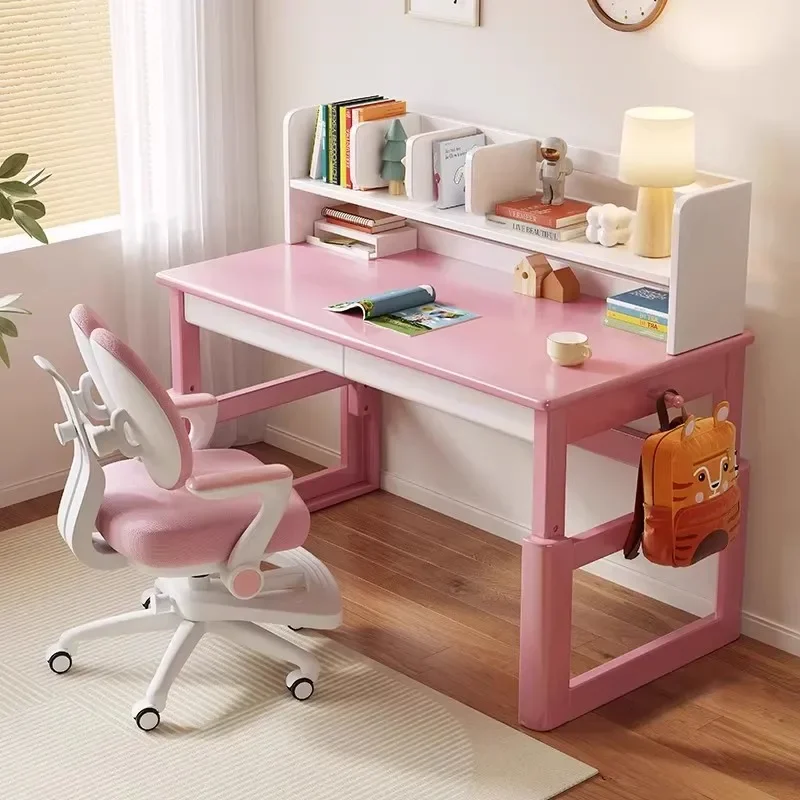 Home Bedroom Student Writing Desk Pure Wood Desk Can Be Raised and Lowered Children's Learning Desk