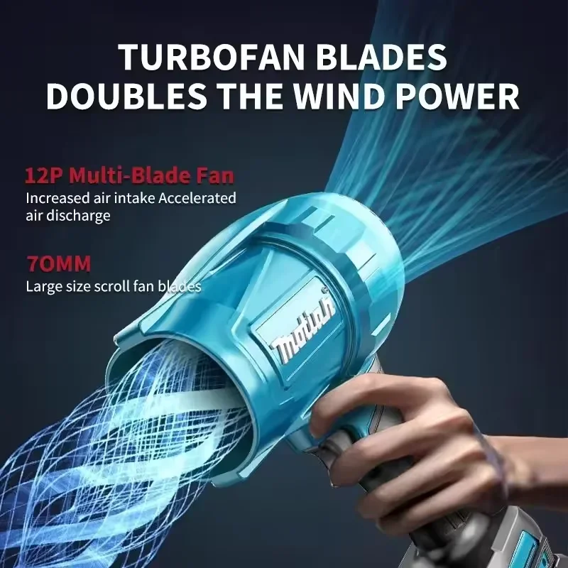Makita-ventilador violento de 18V, 30000RPM, Turbo Jet, plumero de aire eléctrico, velocidad del viento, Turbo recargable con herramienta de limpieza ligera para coche