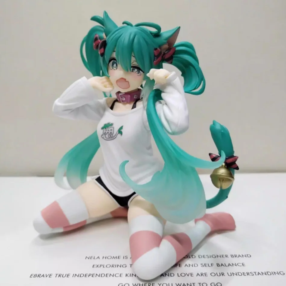 12 センチメートルアニメ猫耳パジャマかわいい座り姿勢アクションフィギュア PVC モデル玩具人形装飾グッズギフト