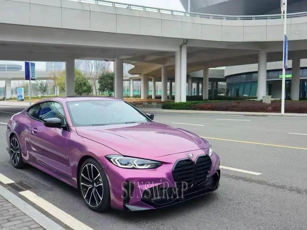 High Gloss PET Starry Purple Car Vinyl Wrap Waterproof No Fade Auto Sticker Film 5x59ft/roll Color Change Film