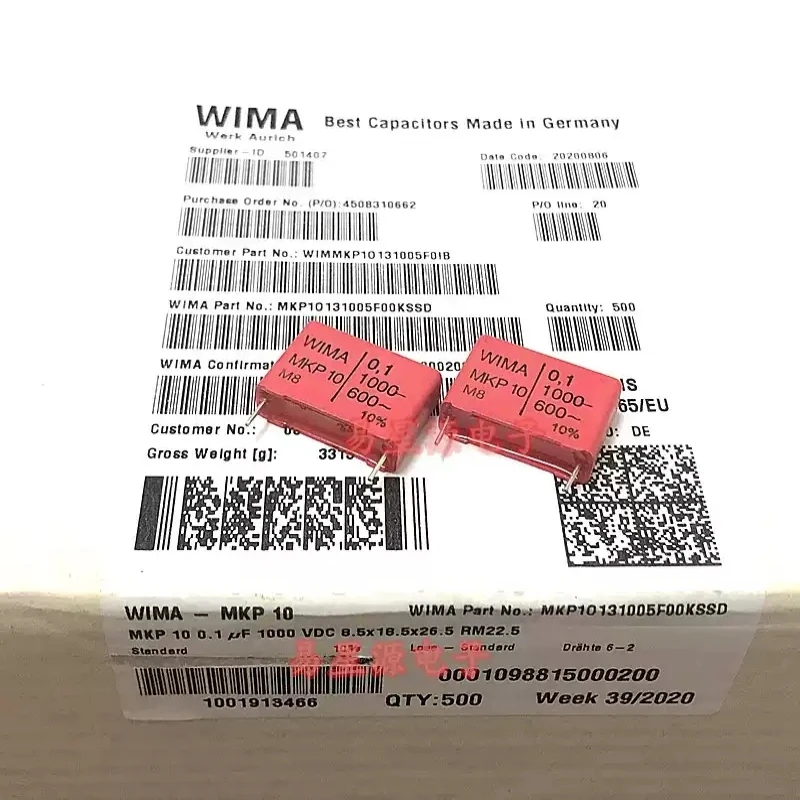 

WIMA Weima 1000V 104 100nF 0.1μF 1000V MKP10 Audio Film Capacitor