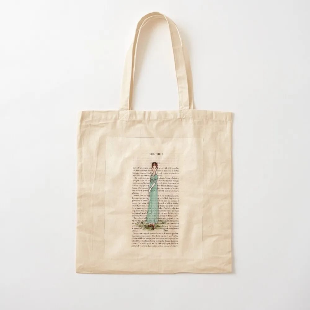 جين أوستن - حقيبة يد إيما توت حقيبة يد من القماش حقيبة نسائية قابلة للطي للتسوق في السوبر ماركت