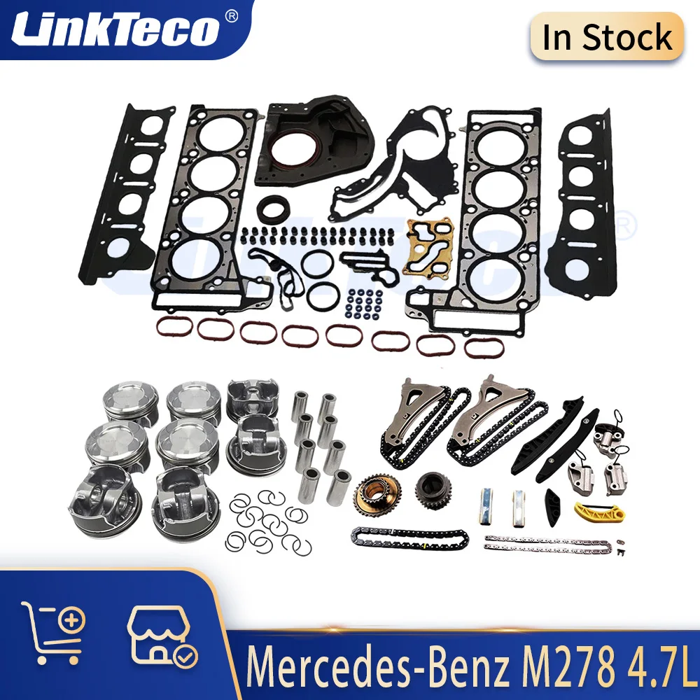 

Engine Parts Overhaul Rebuild Gasket Piston & Bearing Timing Chain Kit Fit 4.7 L V8 Gas M278 For Mercedes-Benz C218 4.7L 11-19