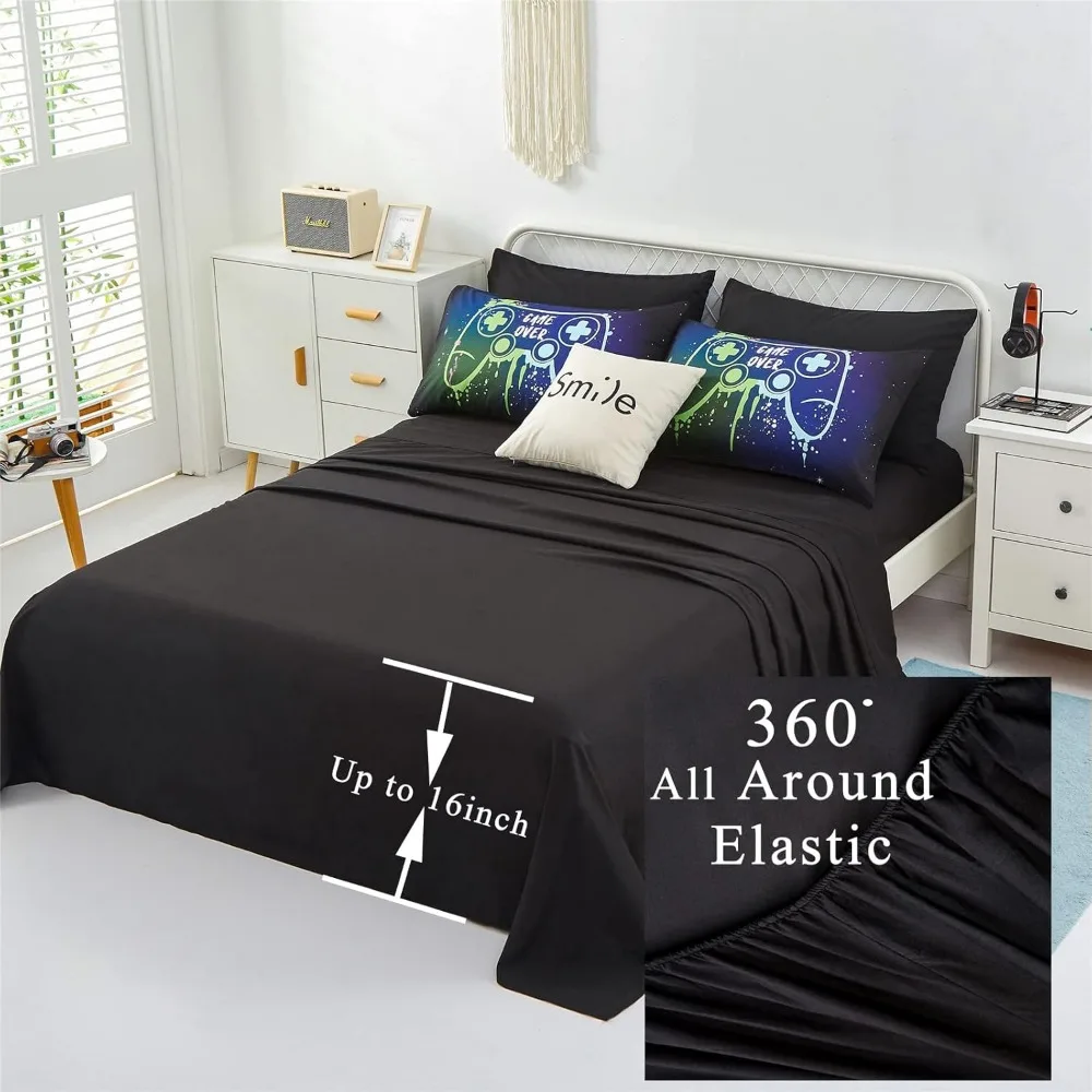 مجموعات مفروشات ألعاب KAKKI Kids مقاس كوين للأولاد المراهقين، سرير مكون من 5 قطع في حقيبة، مجموعة لحاف ألعاب مع ملاءات، لعبة ملونة ثلاثية الأبعاد