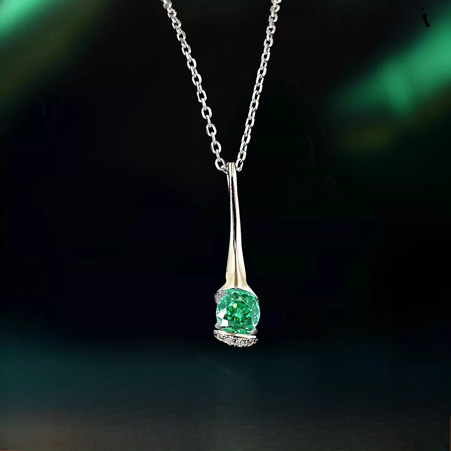 

S925 Sterling Silver Collar Necklace Palaiba Water Drop perfume Bottle Cool Mermaid Tears Fairy Pendant Jewelry