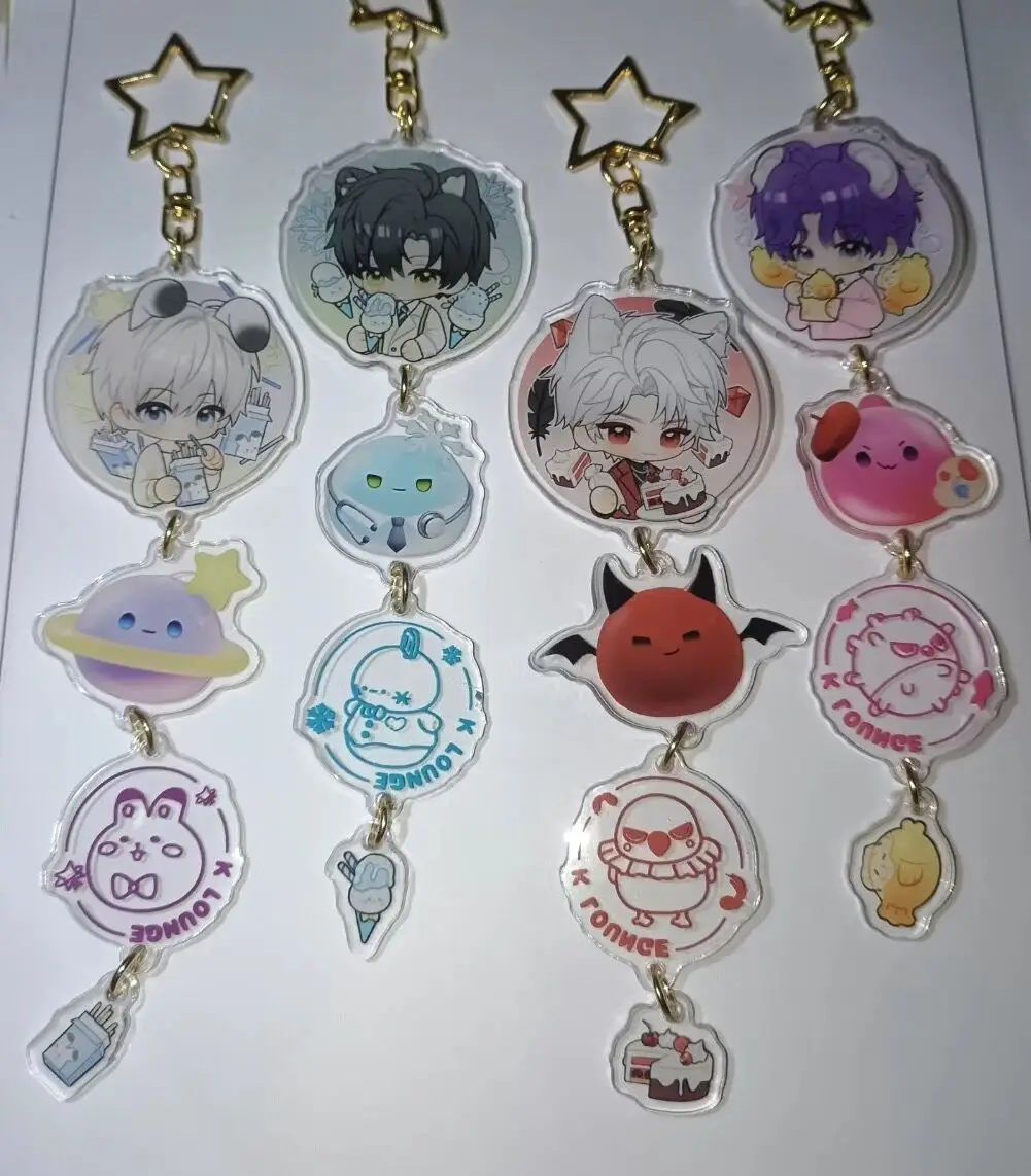 Game Love and Deepspace Keychain Xavier Zayne Rafayel Sylus Cosplay Cartoon Figure Acrylic Keychains Bag Pendant Accessories