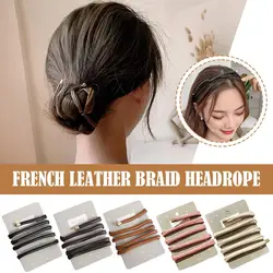 French Leather Braid Hair Rope Braid Tied Hair Rope Fashionable Loop Versatile Design Hair High-end PU Hair Braiding Rope U X3B0