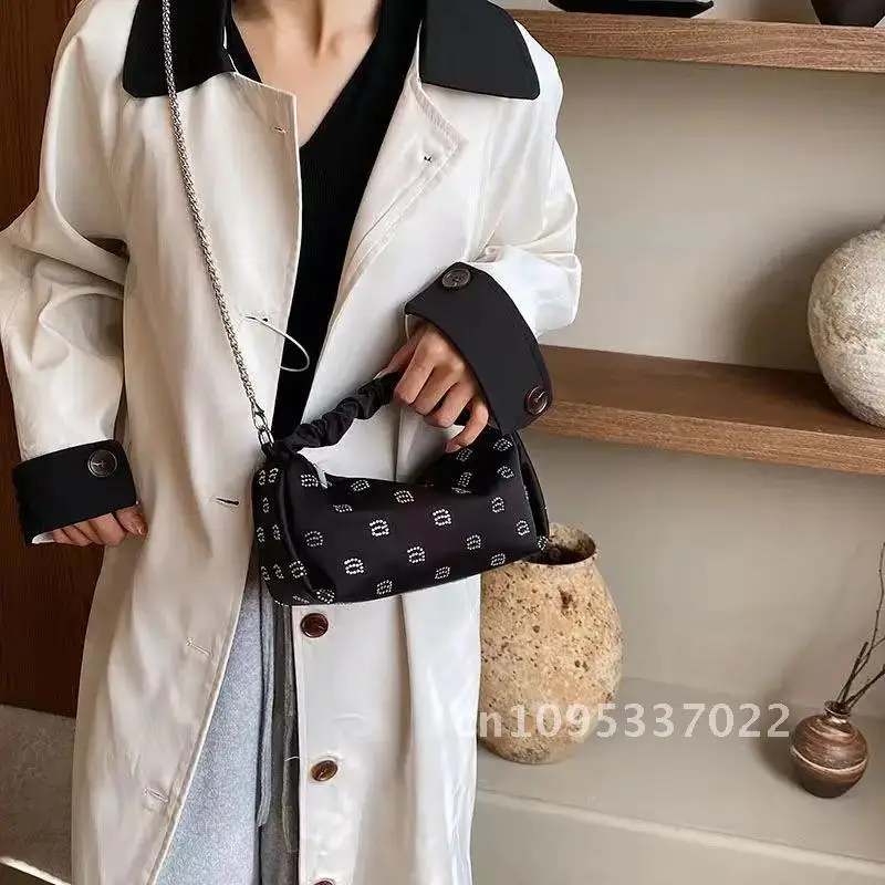 Novo cetim, strass bolsa wangmakeup saco de ombro das mulheres bolsa de compras saco, saco wang carteira, bolinho de viagem