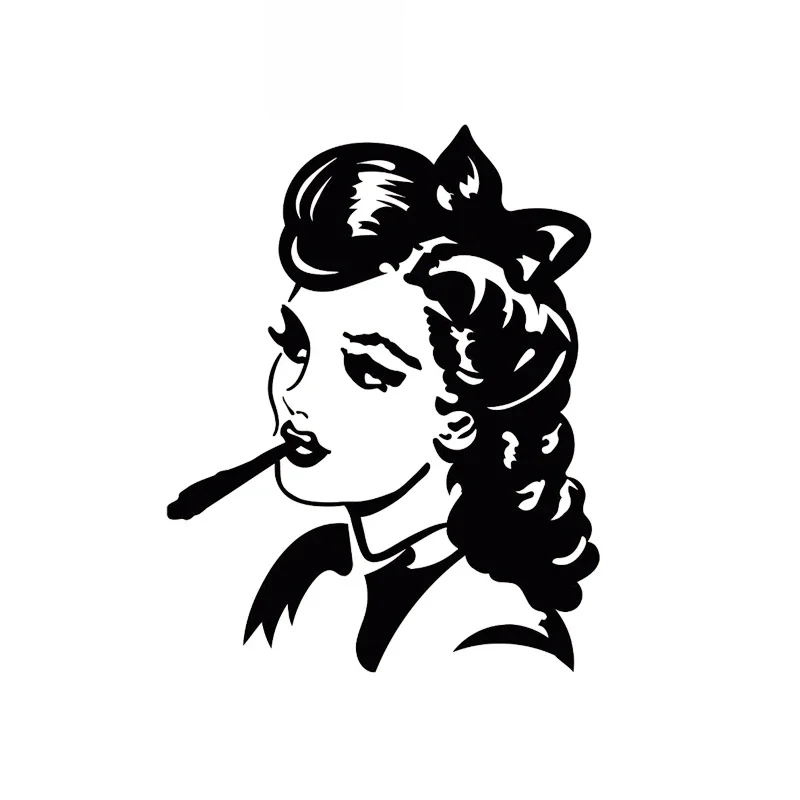 

Pin Style Sexy Girl Cigarette Butt Car Stickers Senior Design Car Fashion Pvc Personality Stickers Black/white, 14cm*11cm