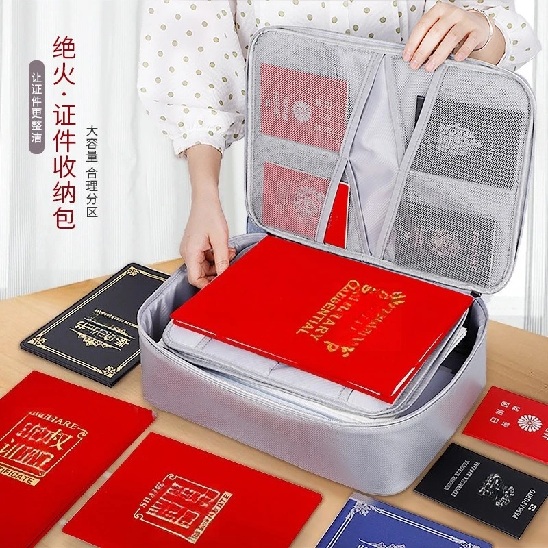 Bolsa impermeable e ignífuga para el hogar y la Oficina, bolsa de almacenamiento de documentos de información valiosa, caja de almacenamiento de libros de cuentas de contrato de certificado