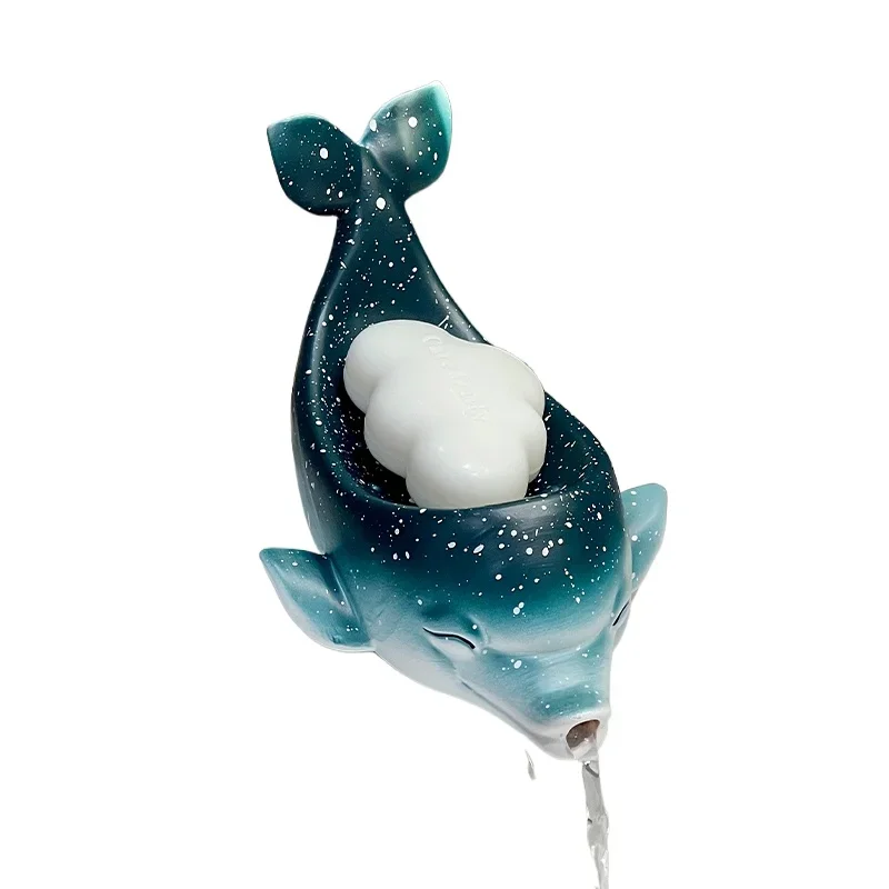 

Dolphin Drain Soap Box Ceramic Household Non-punching Toilet Hand Wash Table