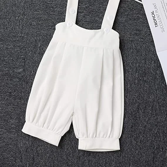 Baptismal Baby Boy with Shoes Hat What Christening Outfit Boys and Girls Bow Tie Blouse Tops Overalls Birthday