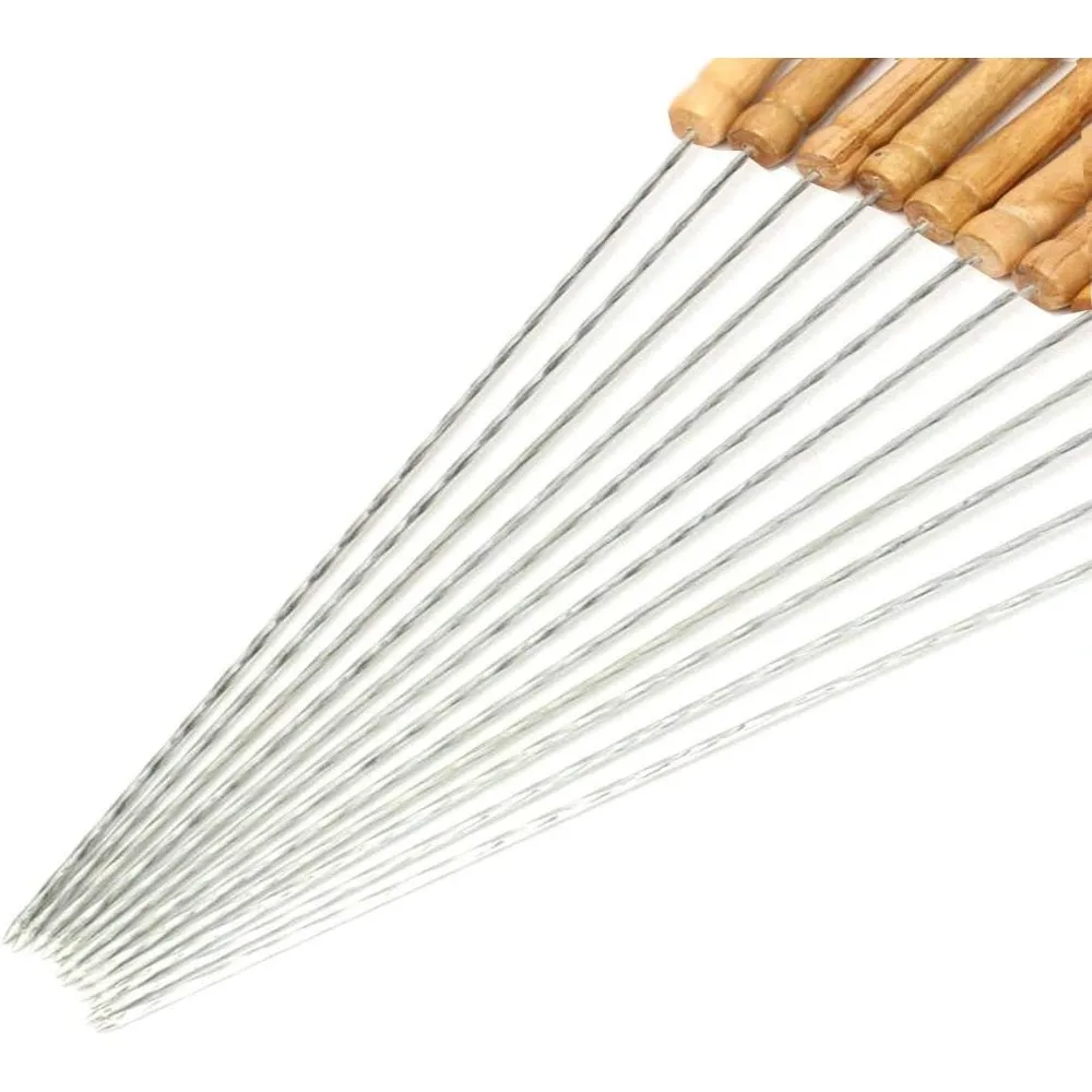 

12 шт. шампуры для барбекю с деревянной ручкой, палочки для жарки зефира, вилка для мяса, хот-дога, лучшая посуда для барбекю, кемпинга, костра g