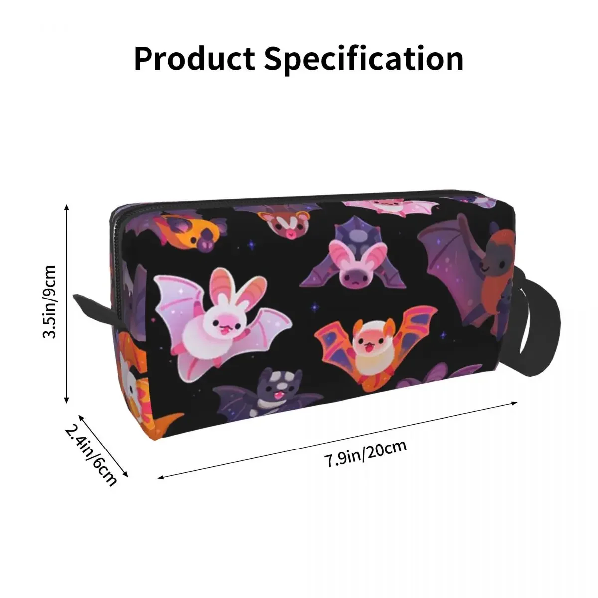 Bat - Dark Makeup Bag Cosmetic Organizer Storage Dopp Kit Toiletry Cosmetic Bag for Women Beauty Travel Pencil Case