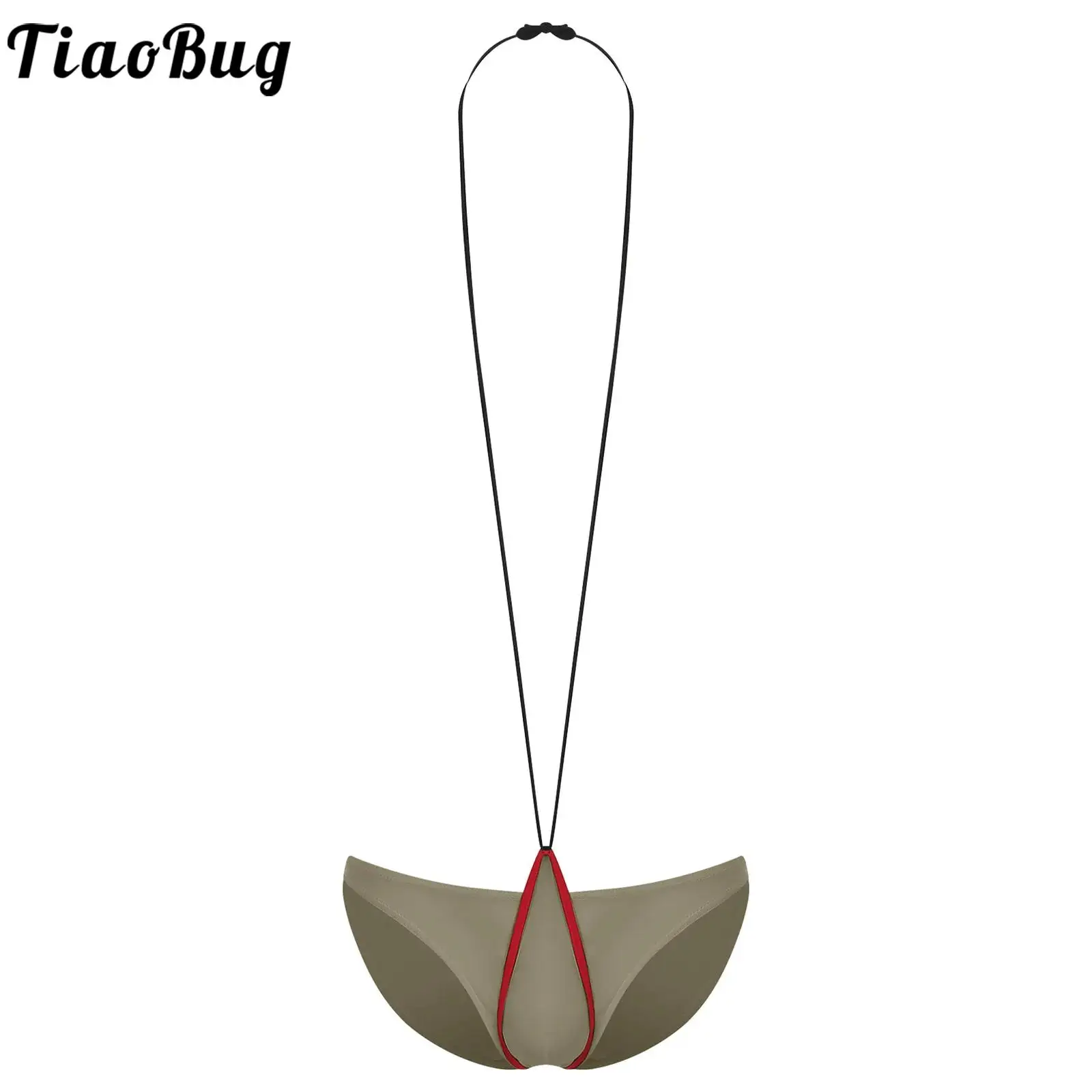 

Men Stylish Halter Strap Underpants Front Opening with Halter Piece Trim Mankini Underwear Tempting Lingerie Erotic Nightwear