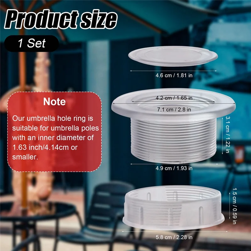 ABDJ-واضح سميكة المظلة ثقب حلقة التوصيل مجموعة غطاء ، فناء الجدول مظلة إدراج للخارجية حديقة بركة نزهة ساحات سطح السفينة