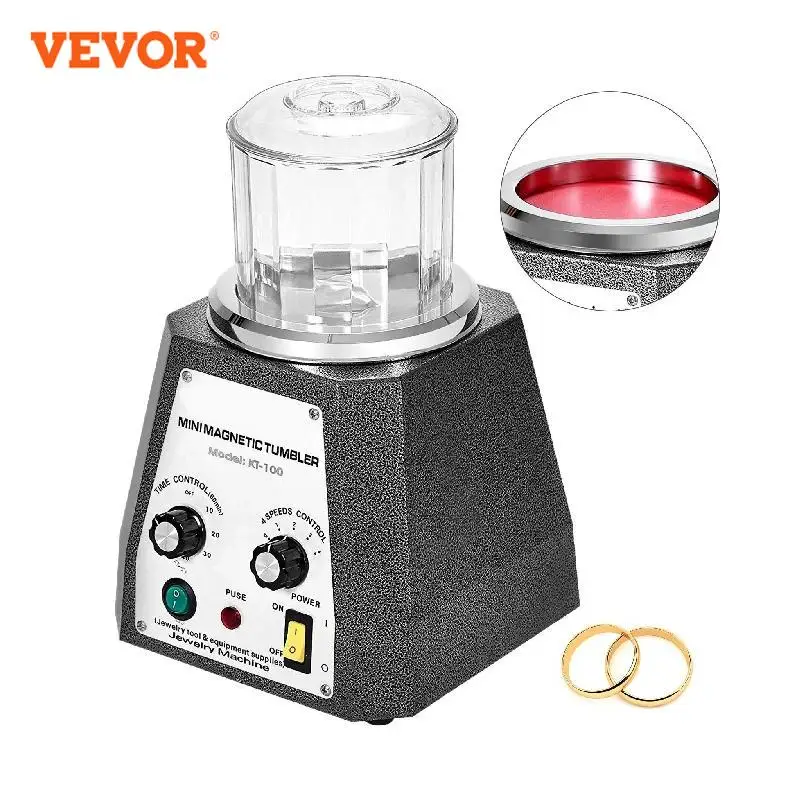 VEVOR-pulidora de KT-100 con pasador magnético, Mini pulidora rotativa de joyería, velocidad ajustable, acabado de piezas de precisión dorada