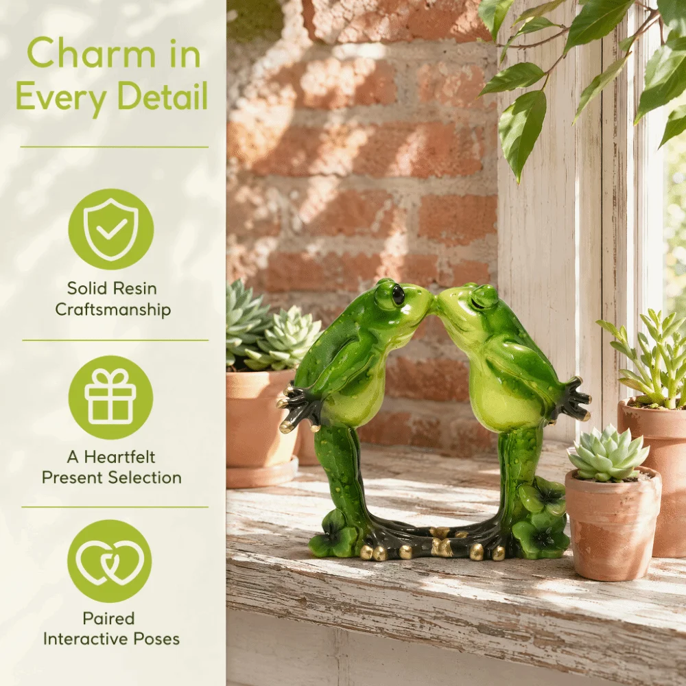 Resin Paired Amphibian Resin Figurine Compact Desktop Placement Size Animal Pair Tabletop Decorative