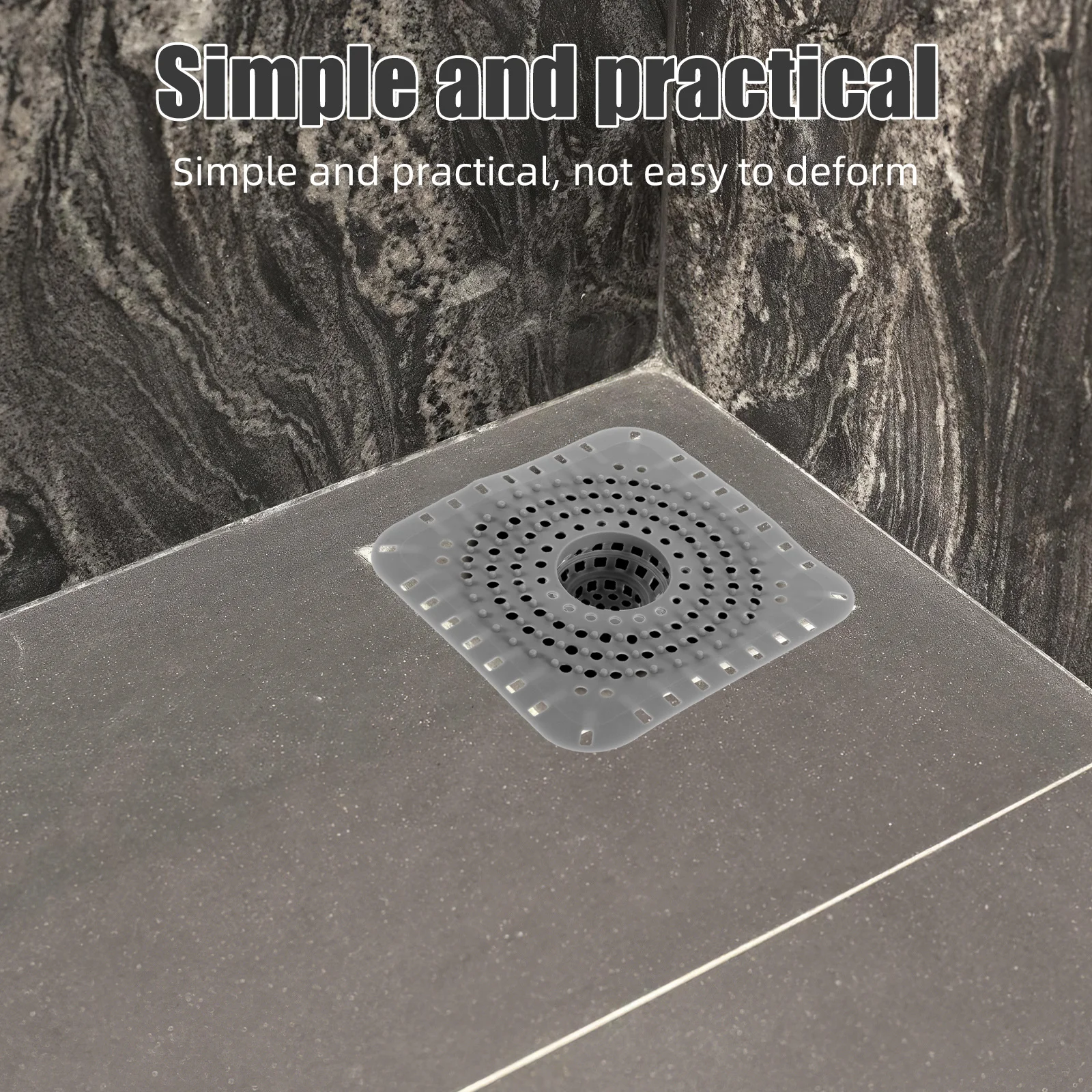 

6Pcs Drain Hair Catcher Bathroom Floor Silicone Square Anti-Clog Shower Drain Protector Reusable Hair Filter Tub Shower Strainer