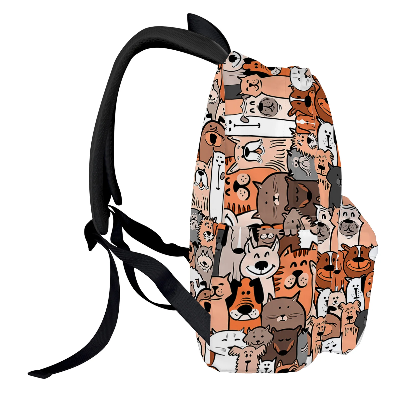 Cartoon Dog Cat Doodle Backpack Teenagers Student School Bags Laptop Bag Women's Casual Travel Backpack