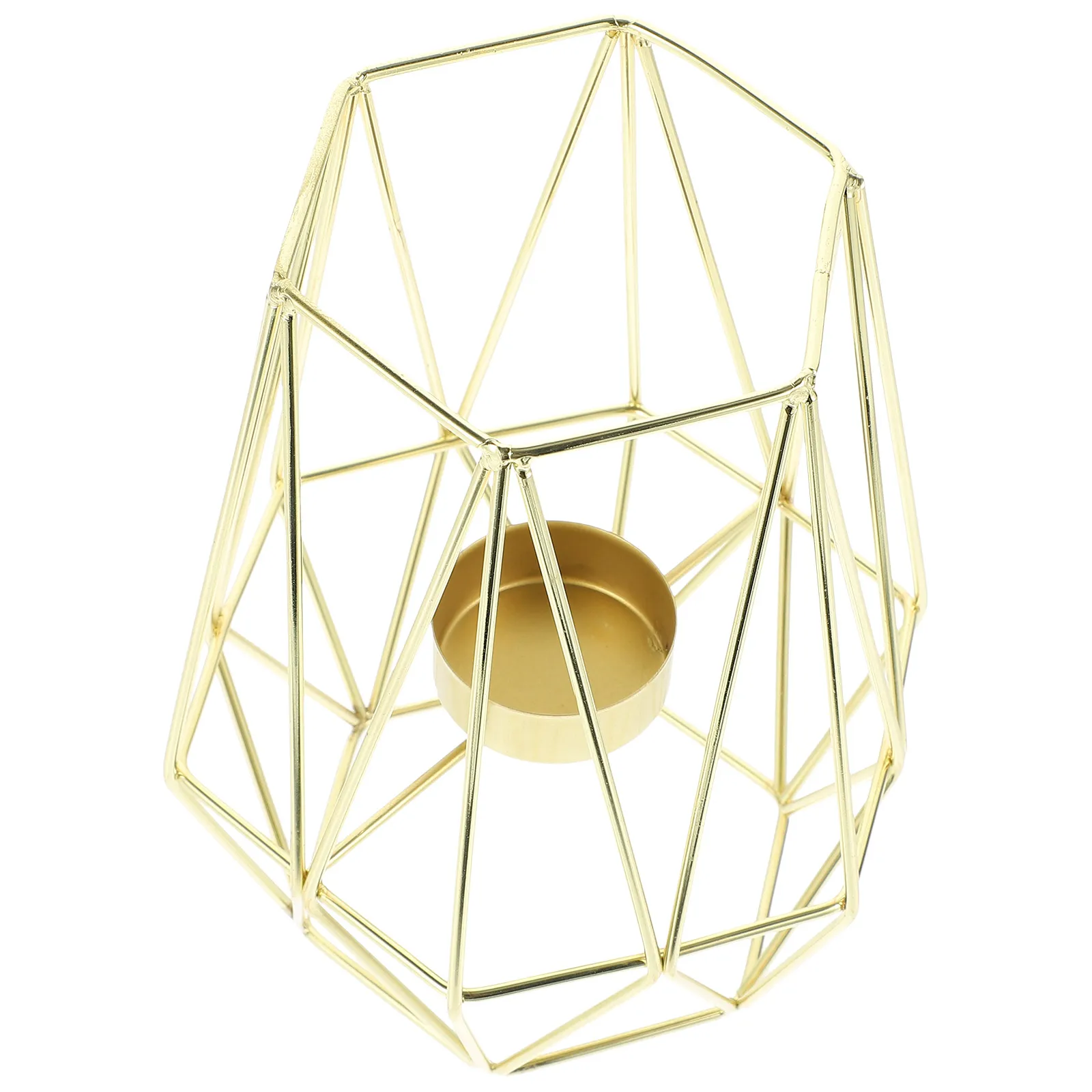 

Gold Plated Stand Large Geometric Holders Metal Candlestick Holder Desktop Tealight Centerpieces Modern Style
