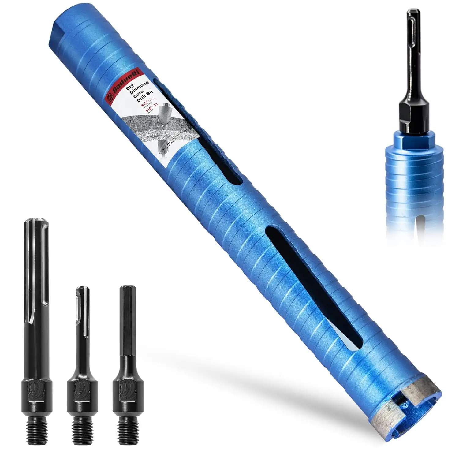 

Алмазное сверло 1 3/4 дюйма с 3 адаптерами: SDS Plus, SDS Max, шестигранный хвостовик для бетона и кирпичной кладки