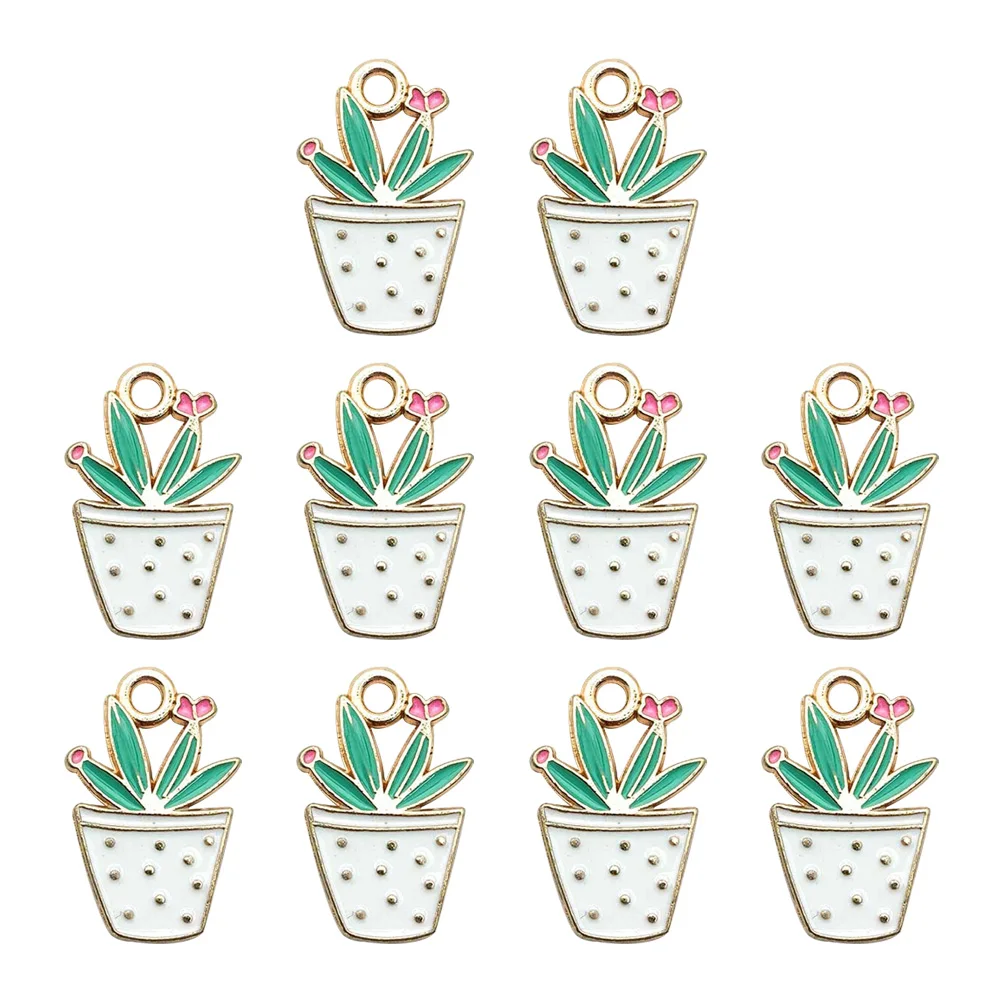 

10 Pcs Cactus Shaped Pendants Alloy Jewelry Making Supplies Stylish Earring Charms Bracelet DIY Craft Accessories