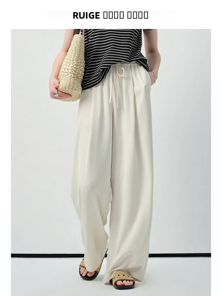 Pantalones casuales de talla grande para mujer Rui, pantalones largos de pierna ancha con protección solar, holgados y fluidos, novedad de verano, pantalones adelgazantes.