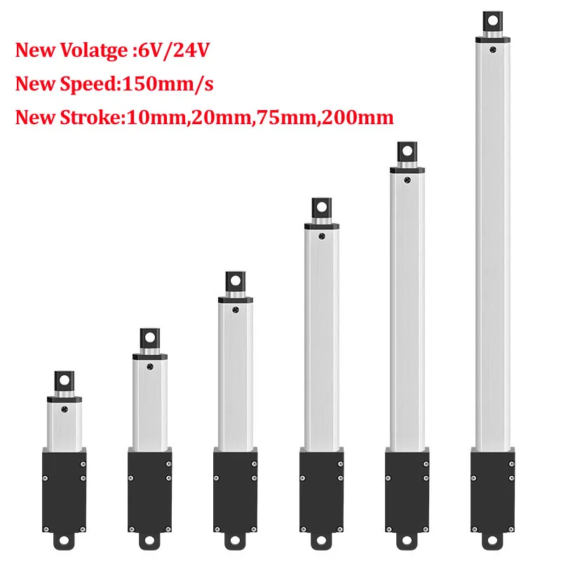 DC6V 12V 24V küçük lineer aktüatör 150 mm/sn 200MM kuvvet 33Lbs elektrik motoru dolapları için pencere açacağı Robitcs ücretsiz braket ile