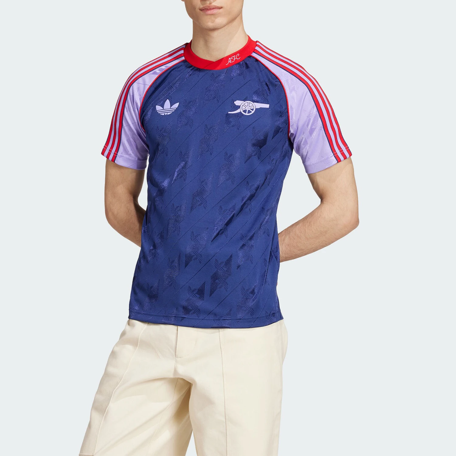 Adidas genuine clover men's football splicing breathable sports short sleeved shirt IS6505
