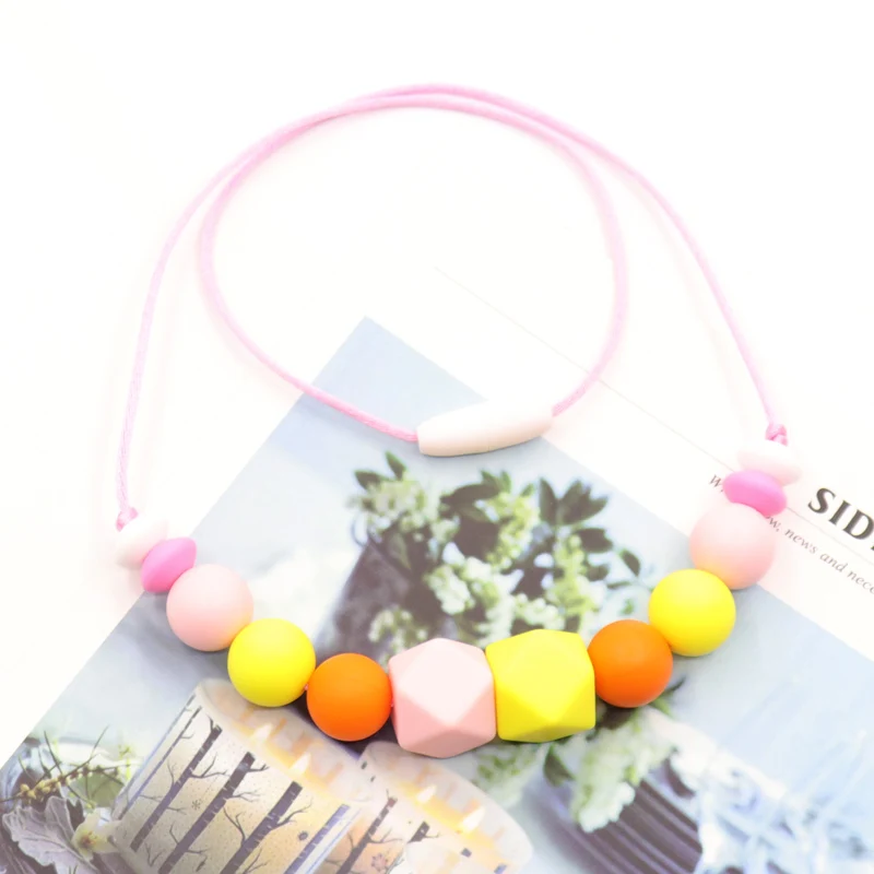 Infant Baby/Breastfeeding Women Teething Necklace Real Food Grade Silicone Beads Necklace For Chewable Nursing Baby Mordedor