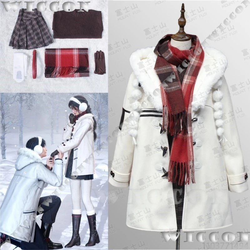 

Player Game Love And Deepspace Zayne Girlfriend Cosplay Winter Dress White Overcoat Coat Halloween Xavier Rafayel Sylus Caleb