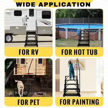 RV 계단 (난간 포함), 야외 온수 욕조 계단, 5단 사다리형 발판, 미끄럼 방지 패널이 있는 RV 계단, 캠핑카 스파용 계단, 여행용 10 best sales 계단 - №4
