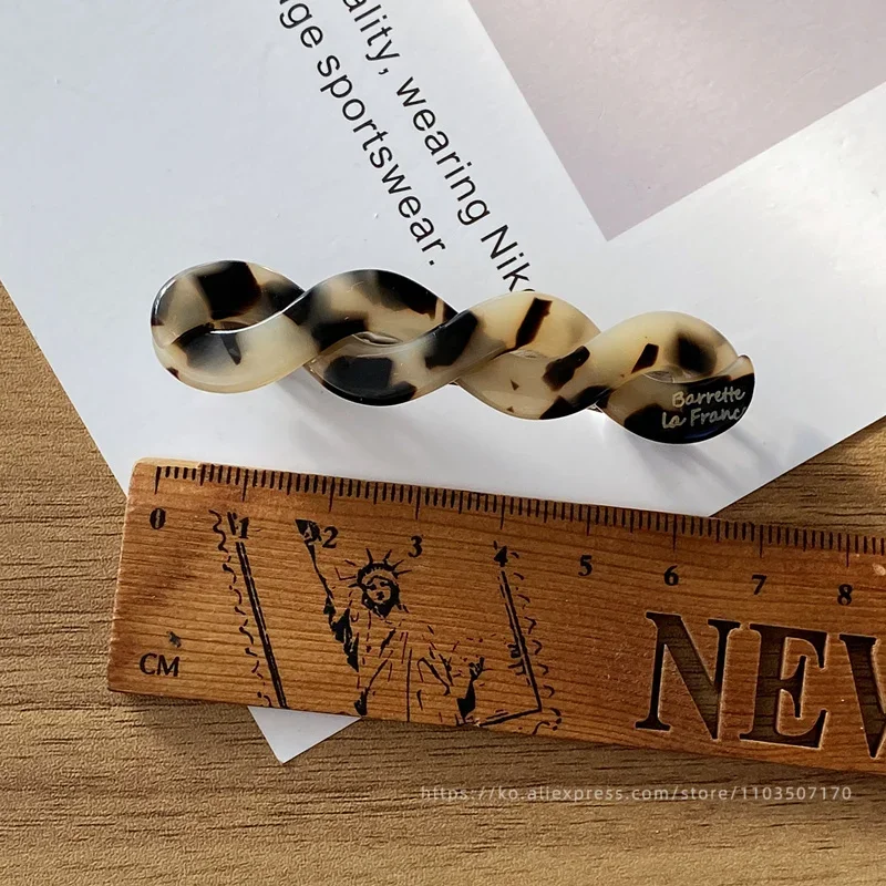 French chain hair clip~Korean FRANCE ink tortoiseshell leopard print spring clip with straight bangs hair clip